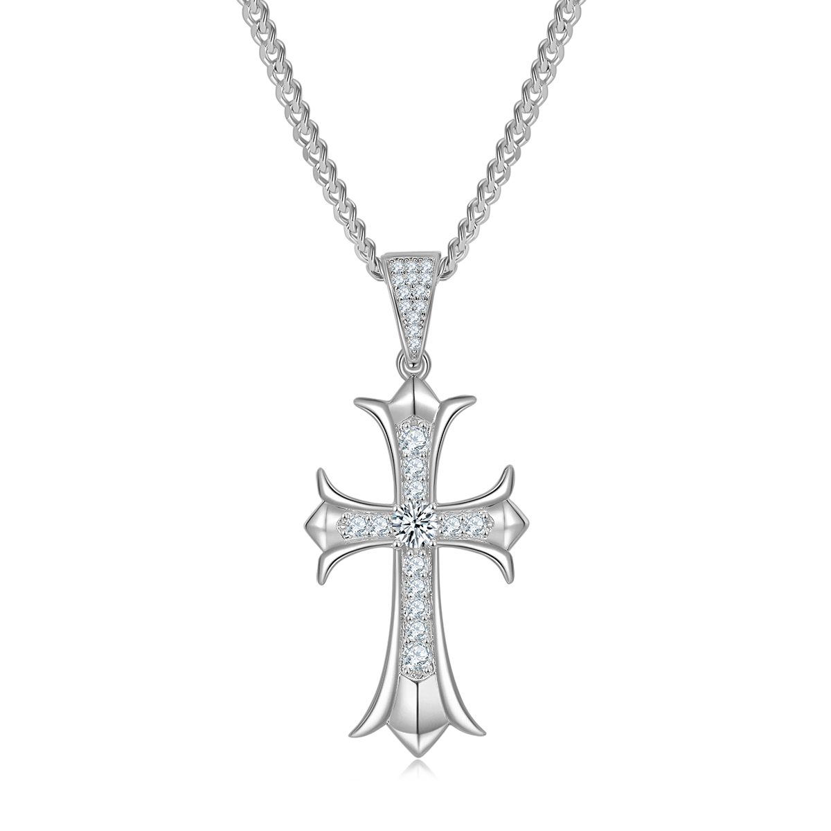 Vintage cross necklace S925 silver pendant Moissanite 4.0mm D-grade